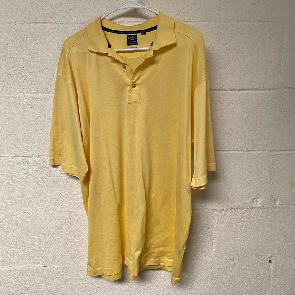 Callaway Golf Men’s Yellow Polo Shirt Casual Knit Size XL